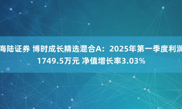 海陆证券 博时成长精选混合A：2025年第一季度利润1749.5万元 净值增长率3.03%