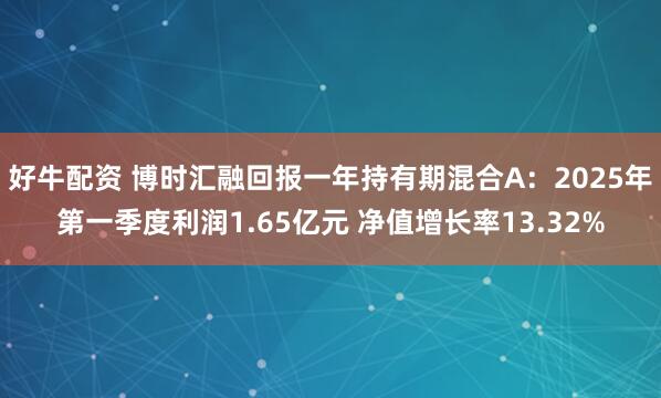 好牛配资 博时汇融回报一年持有期混合A：2025年第一季度利润1.65亿元 净值增长率13.32%